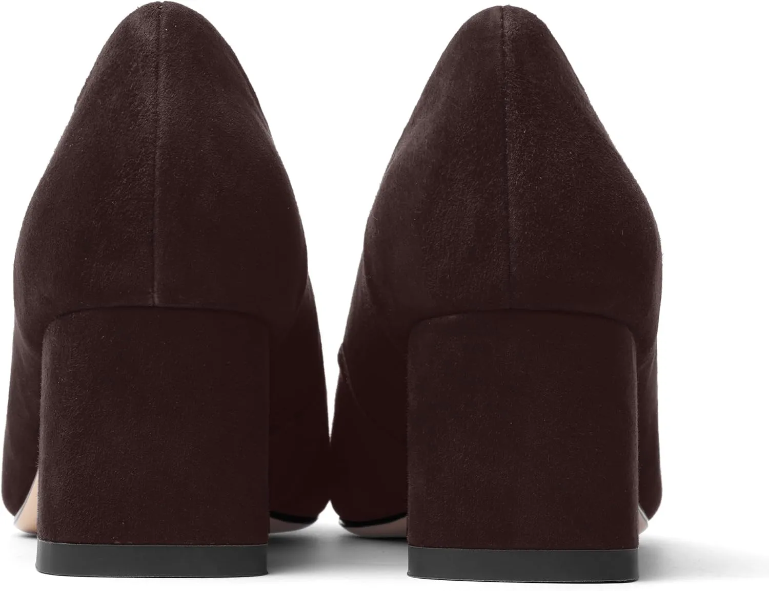 FOGEENA Womens Dress Comfortable Suede Leather Square Toe Slip On Wedding Chunky Low Heel Pumps Dress Shoes 2.2 Inch