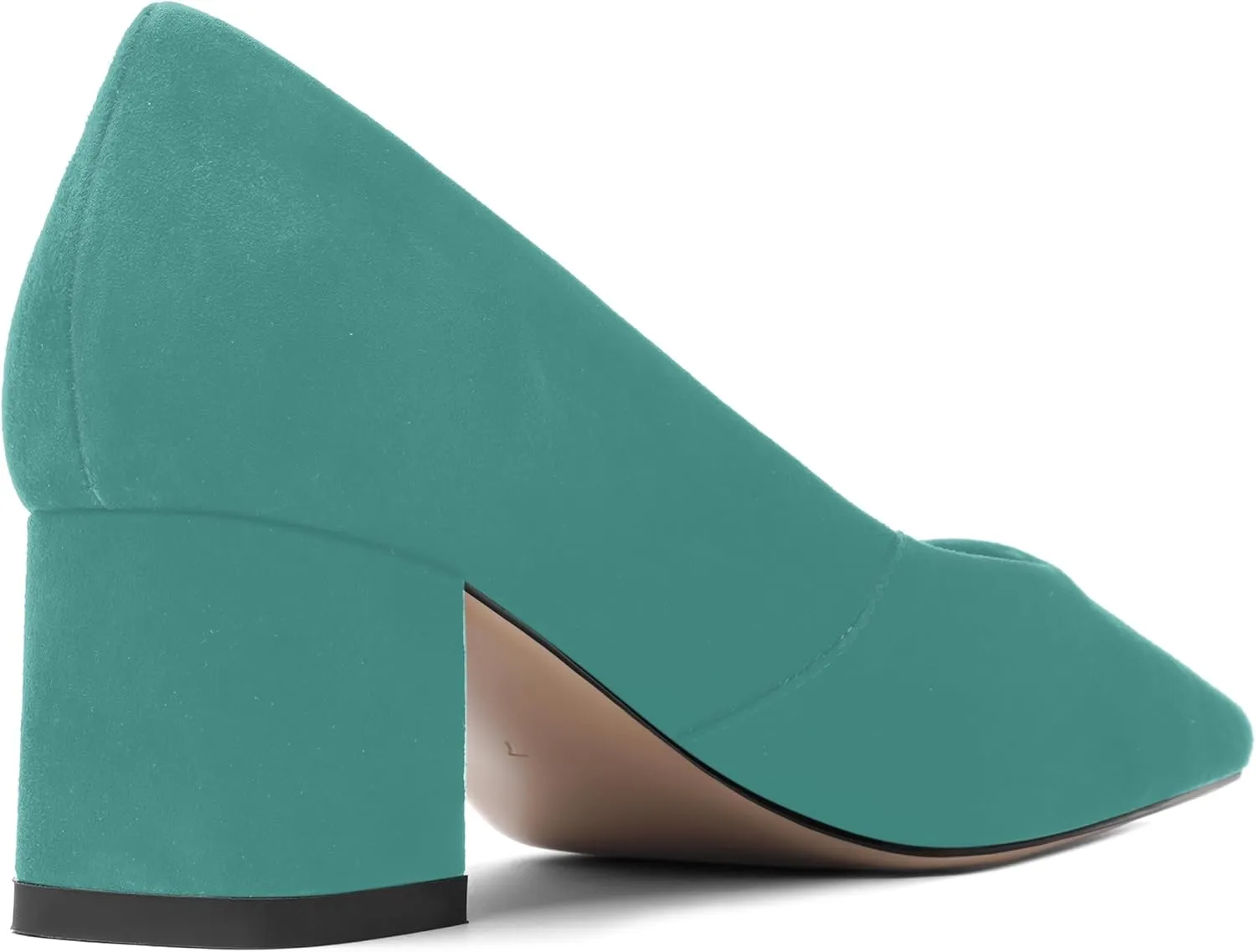 FOGEENA Womens Dress Comfortable Suede Leather Square Toe Slip On Wedding Chunky Low Heel Pumps Dress Shoes 2.2 Inch