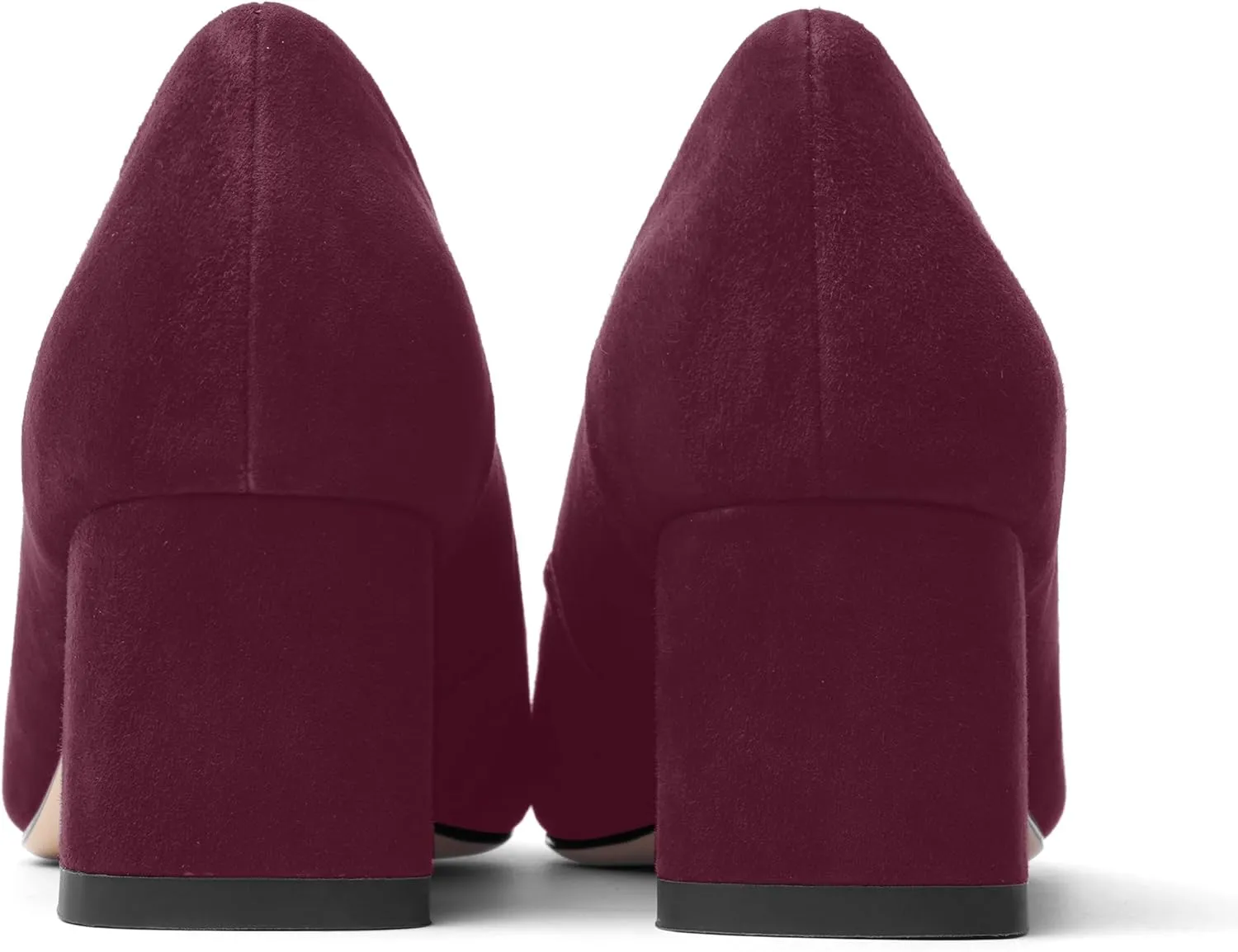 FOGEENA Womens Dress Comfortable Suede Leather Square Toe Slip On Wedding Chunky Low Heel Pumps Dress Shoes 2.2 Inch