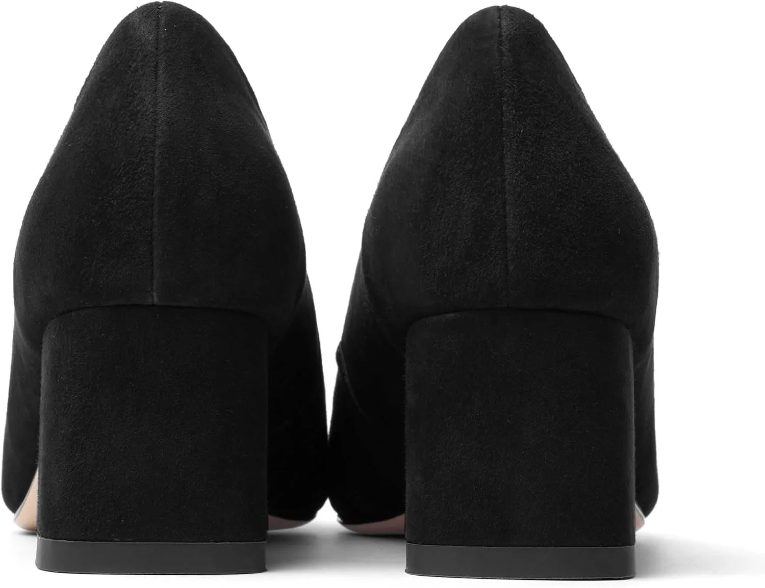 FOGEENA Womens Dress Comfortable Suede Leather Square Toe Slip On Wedding Chunky Low Heel Pumps Dress Shoes 2.2 Inch
