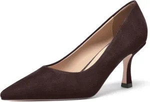 FOGEENA Womens Suede Pointed Toe Dress Slip On Wedding Stiletto High Heel Pumps Shoes 2.5 Inch