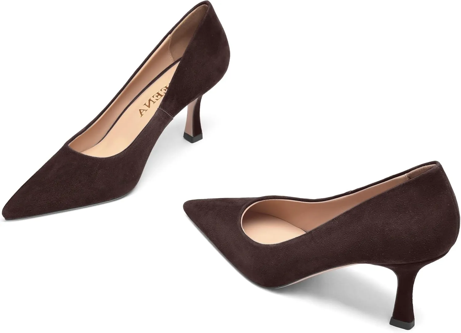 FOGEENA Womens Suede Pointed Toe Dress Slip On Wedding Stiletto High Heel Pumps Shoes 2.5 Inch