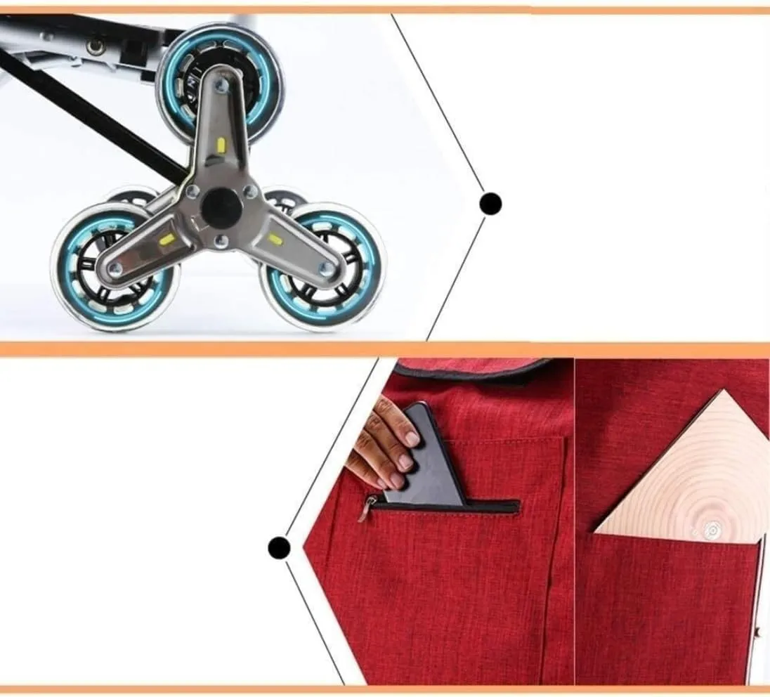 Folding Shopping Cart, Household Folding Shopping Hand Wheel Wheel Stair Climbing Groceries Stroller Durable Waterproof Garden Trolley Car Supermarket Classification Car Travel Bag Grocery Utility Car