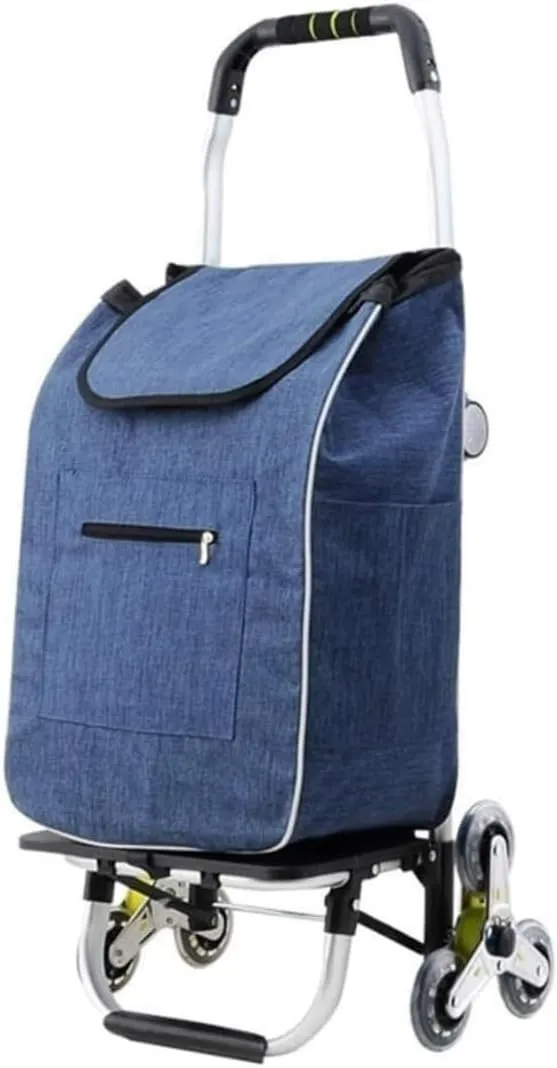 Folding Shopping Cart, Household Folding Shopping Hand Wheel Wheel Stair Climbing Groceries Stroller Durable Waterproof Garden Trolley Car Supermarket Classification Car Travel Bag Grocery Utility Car
