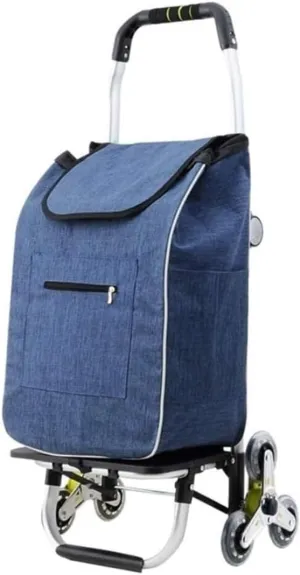 Folding Shopping Cart, Household Folding Shopping Hand Wheel Wheel Stair Climbing Groceries Stroller Durable Waterproof Garden Trolley Car Supermarket Classification Car Travel Bag Grocery Utility Car