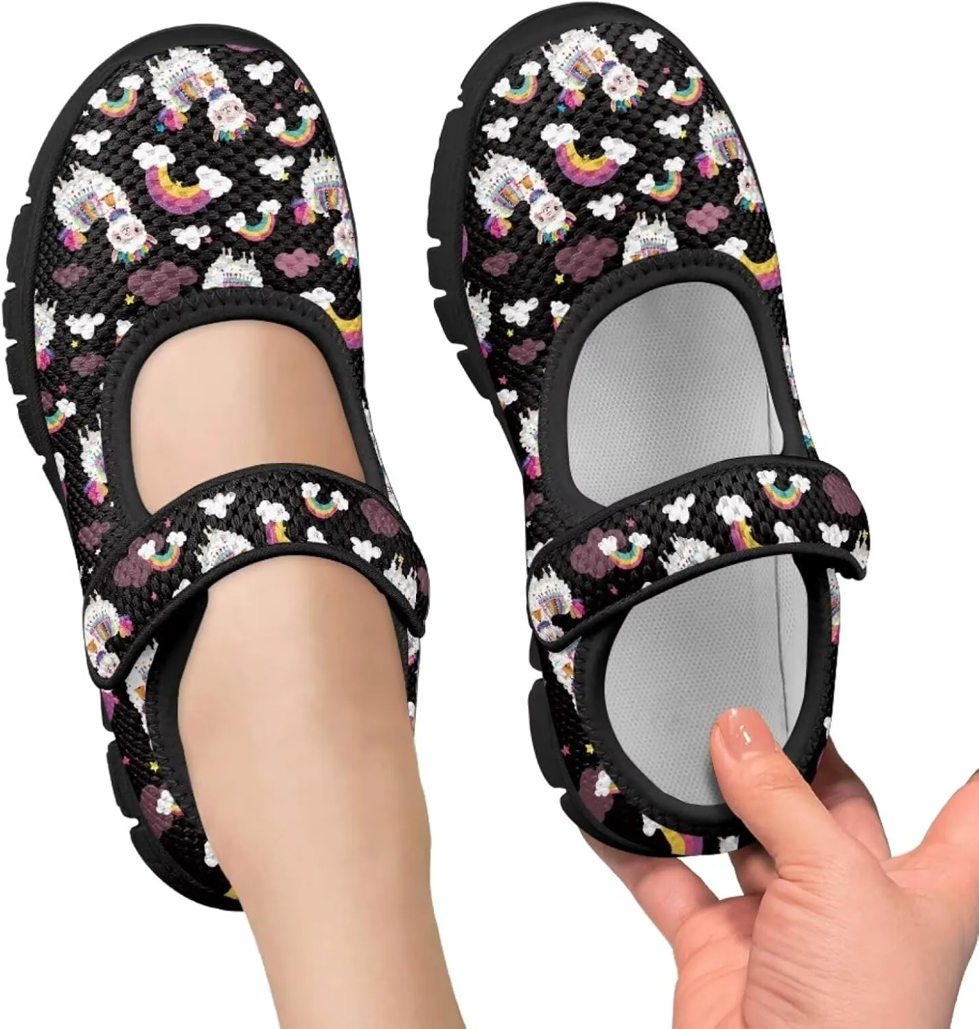 Forchrinse Girl's Classic Mary Jane Flats Cat Daisy Print School Uniform Shoes Cute Dress Shoes Lightweight Girl Walking Shoes for School 11-2.5