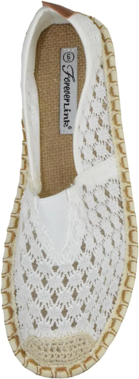 Forever Flat Women Shoes Canvas Slip-On Loafers Espadrilles Jute Style Breathable Knit Fabric Light Weight See Through Pledge