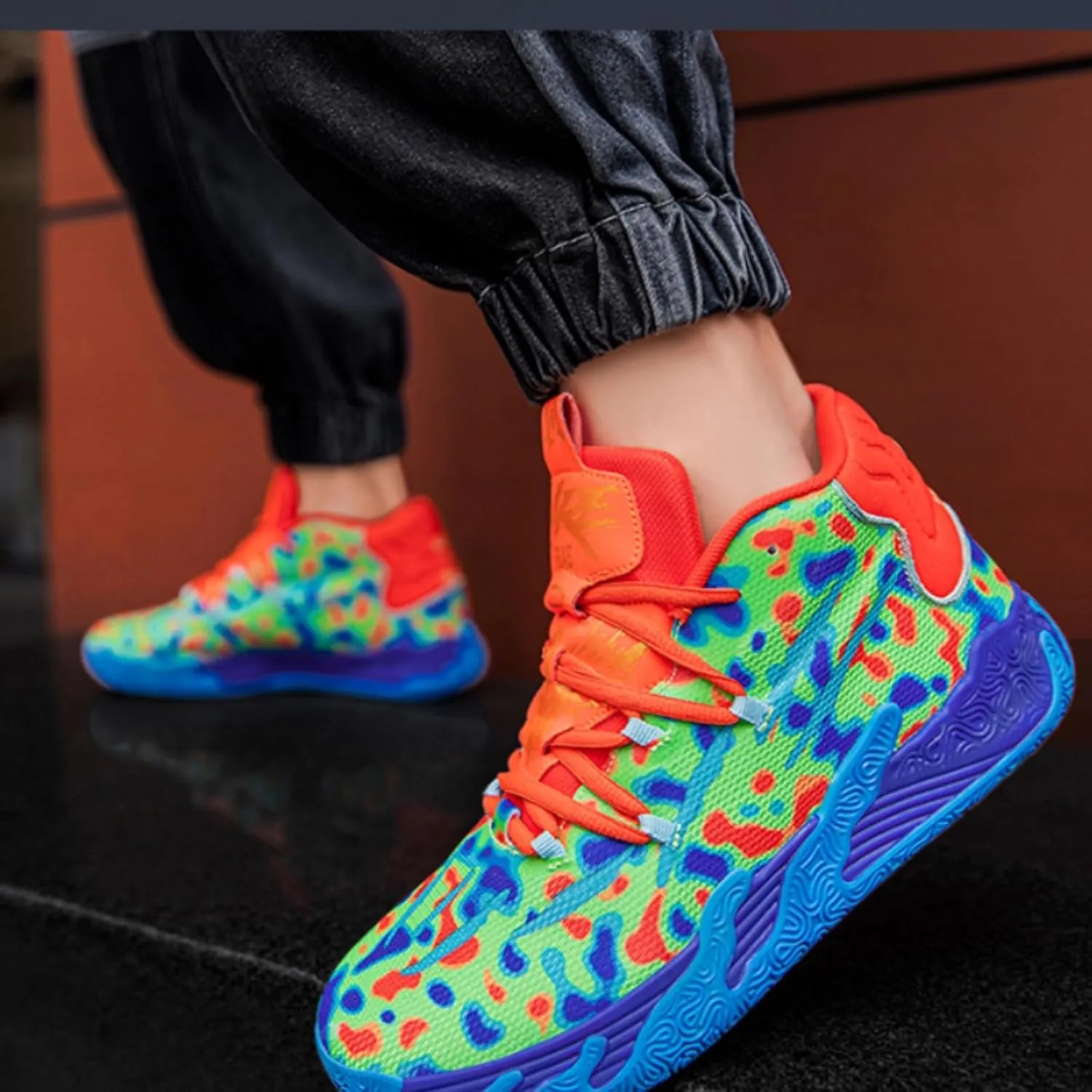 FOTN Womens Multicolour Lace Up Fashion Sneaker High-Top Casual Breathable Sports Athletic Walking Running Basketball Shoes