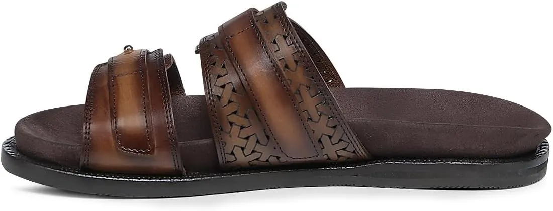FRANCO CUADRA | Casual Sandal for Women in Genuine Brown Leather with Adjustable Buckle 45STSTS Almendra