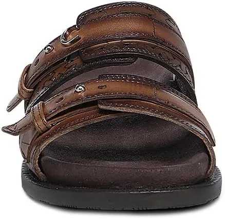 FRANCO CUADRA | Casual Sandal for Women in Genuine Brown Leather with Adjustable Buckle 45STSTS Almendra