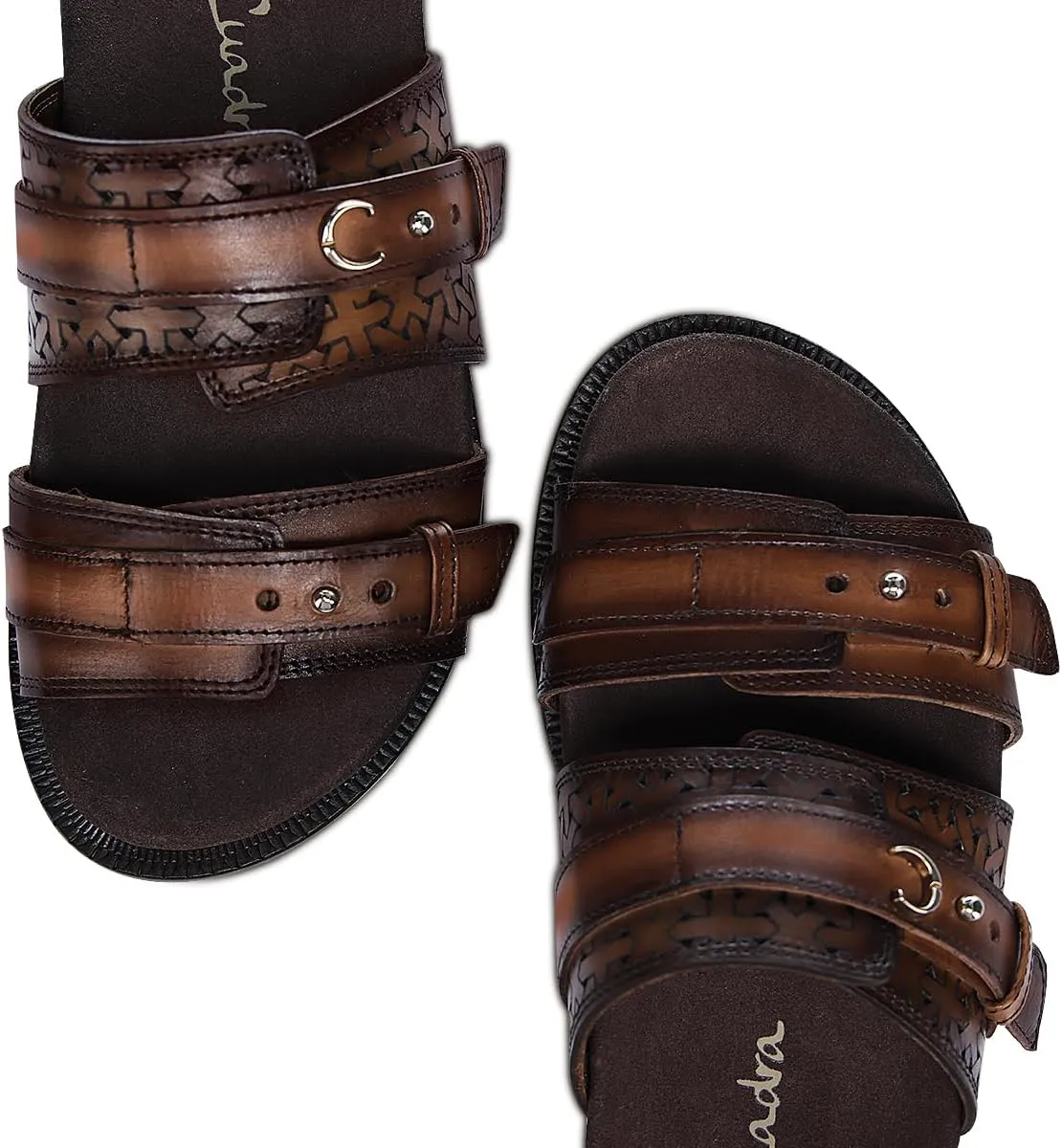 FRANCO CUADRA | Casual Sandal for Women in Genuine Brown Leather with Adjustable Buckle 45STSTS Almendra