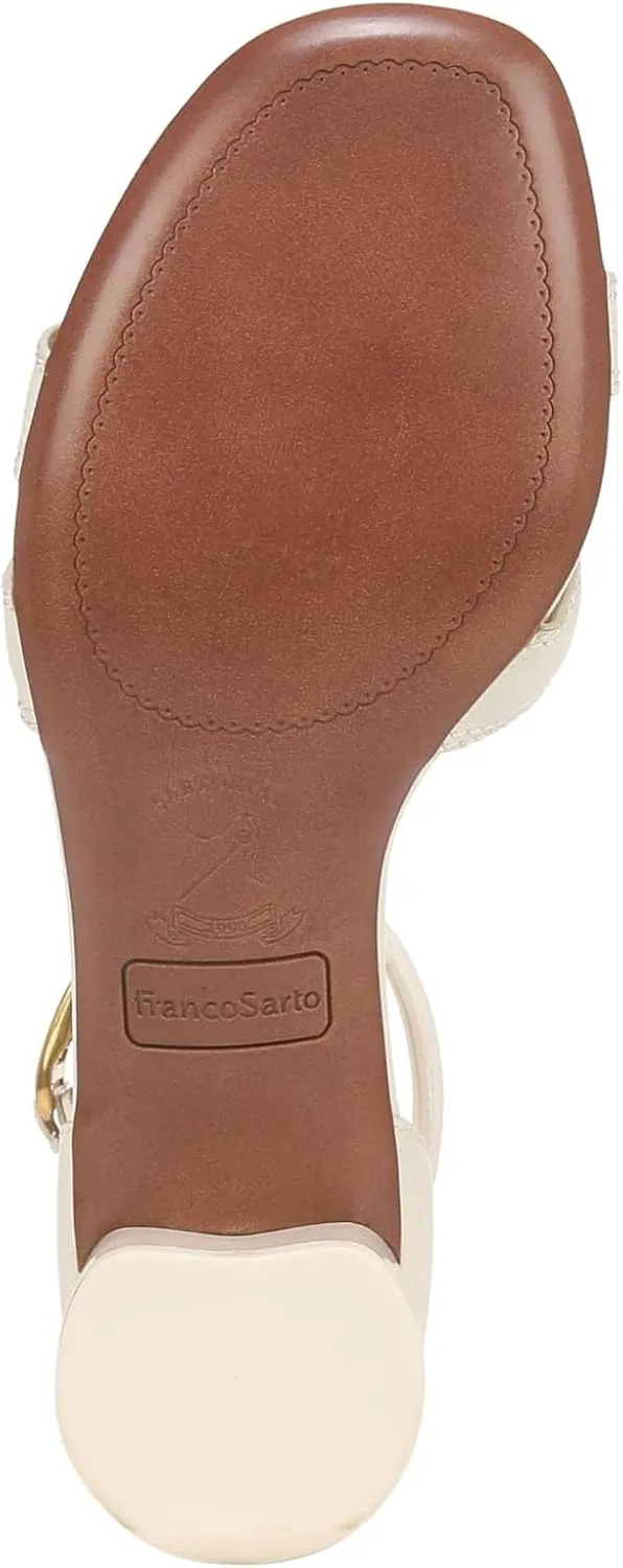 Franco Sarto Women's Nora Ankle Strap Low Block Heel Sandal Heeled