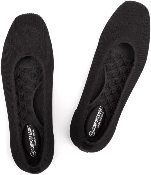 Frank Mully Womens Square Toe Flat Shoes Comfortable Knitted Flats Work Flats for Woman