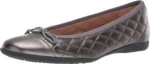 French Sole® PassportR Flat Sandals for Women – Leather Upper – Fabric Lining – Padded Insole Pewter Metallic 7.5 M