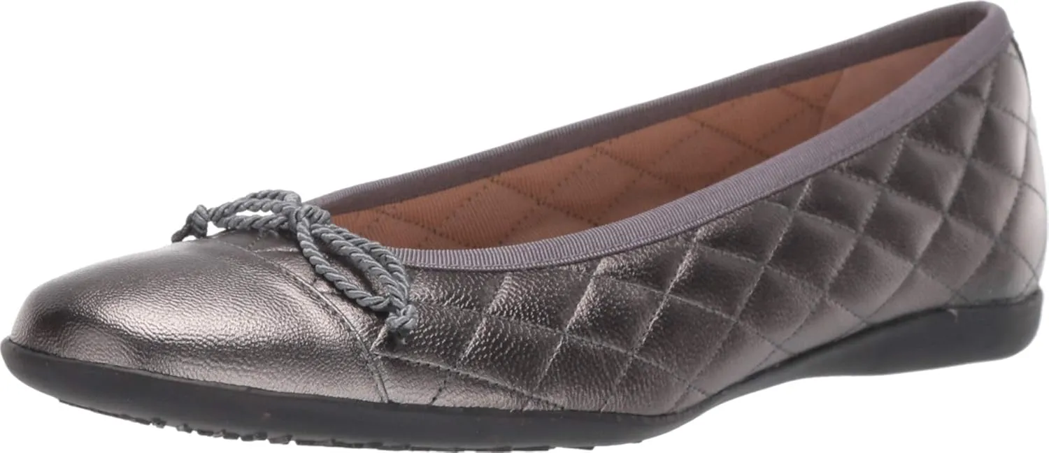 French Sole® PassportR Flat Sandals for Women – Leather Upper – Fabric Lining – Padded Insole Pewter Metallic 7.5 M