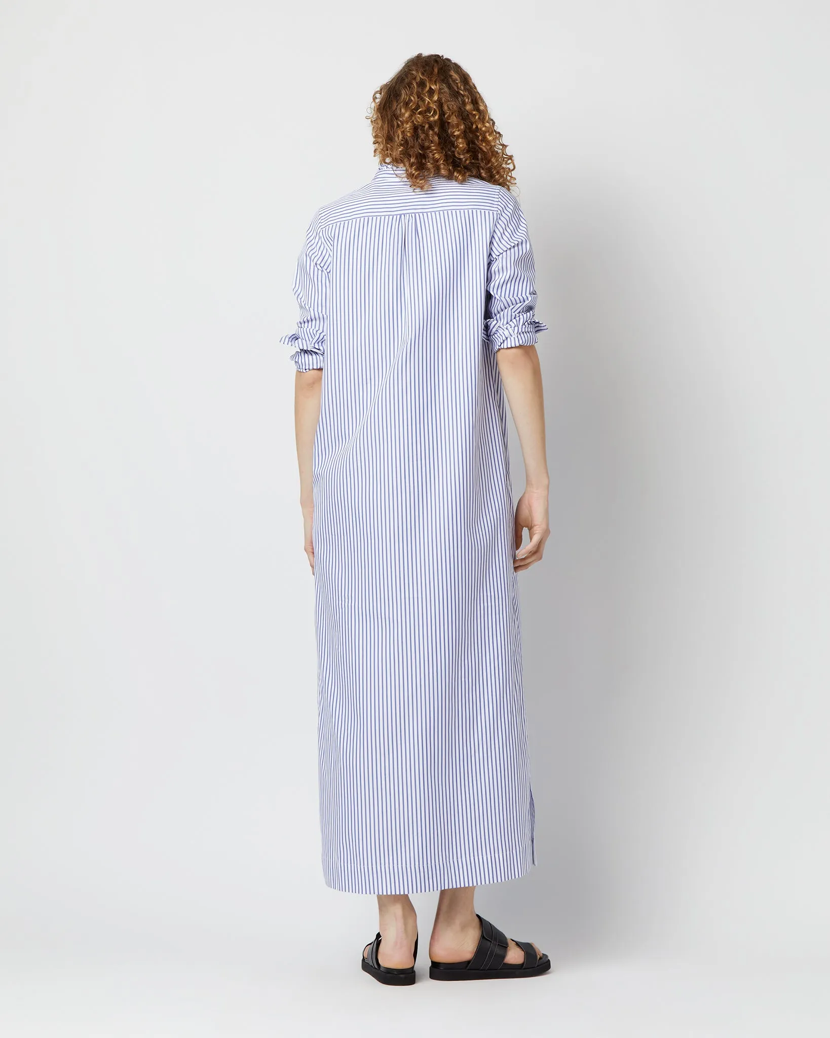 Frill Talitha Shirtdress in Blue/White Stripe Pinpoint