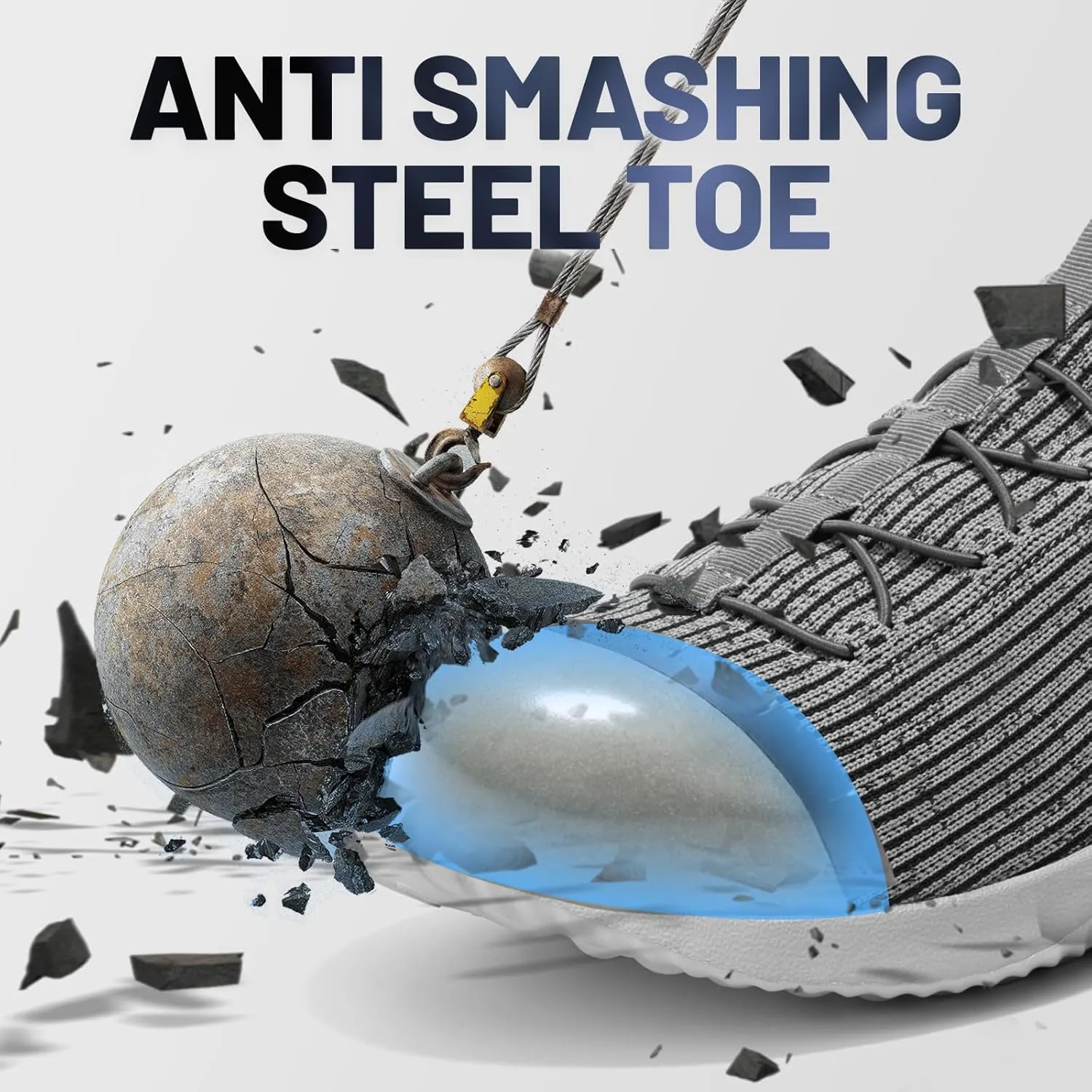 Furuian Slip on Steel Toe Sneakers for Men Women Wide Comfortable Lightweight Work Shoes Indestructible Steel Toe Safety Shoes for Men