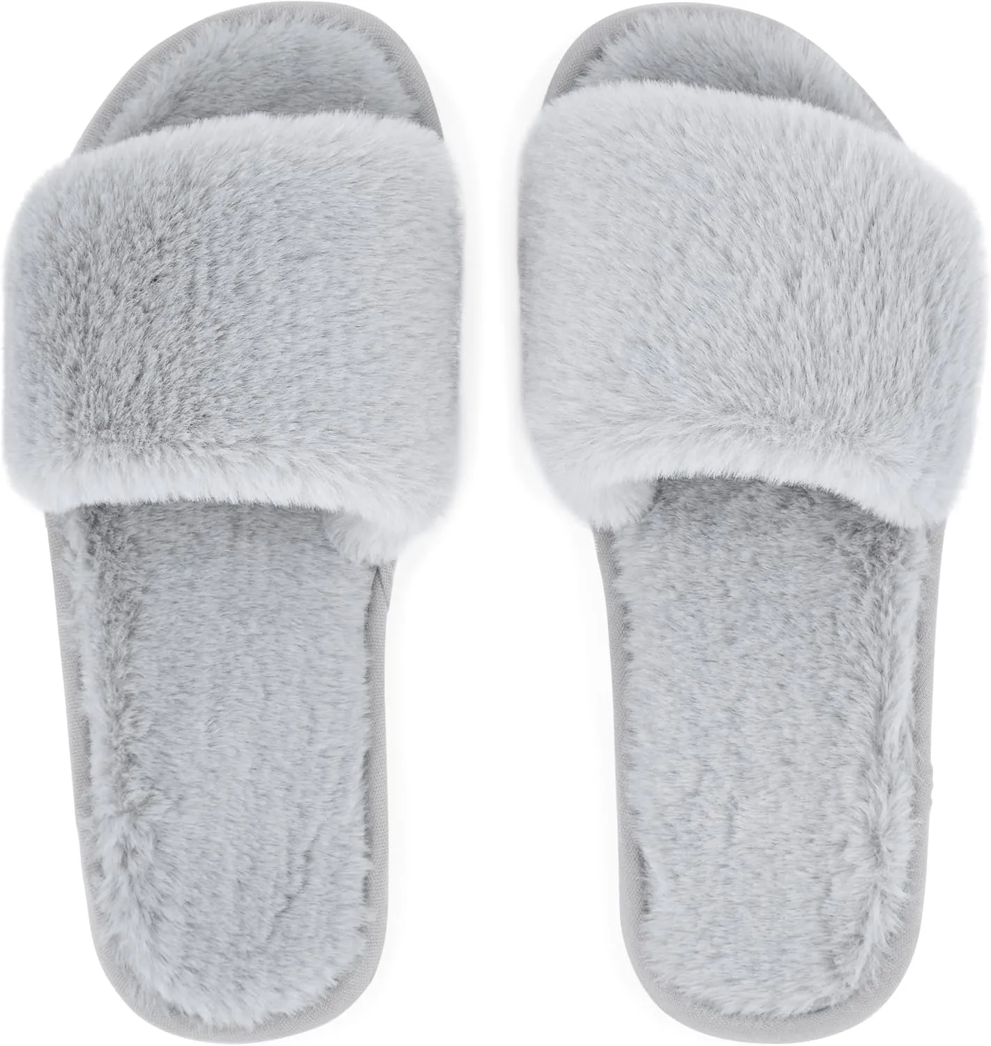 Fuzzy House Slippers for Women - Soft & Comfortable Womens Slippers with Open Toe Separators - Cute All Day Wear Casual Slip on Ladies Footwear for Indoor & Outdoor