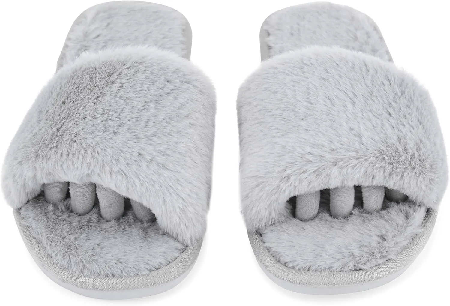 Fuzzy House Slippers for Women - Soft & Comfortable Womens Slippers with Open Toe Separators - Cute All Day Wear Casual Slip on Ladies Footwear for Indoor & Outdoor