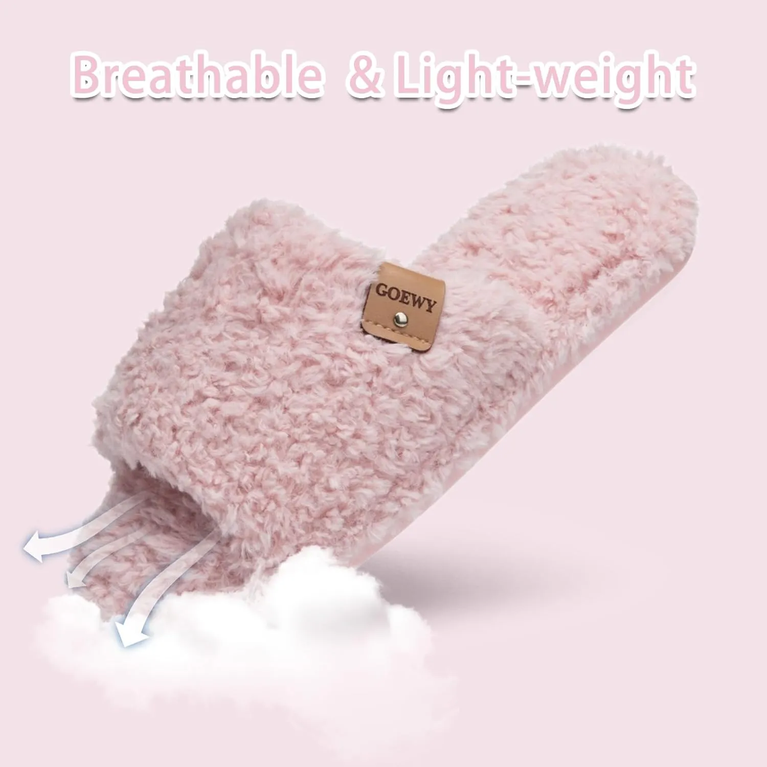 Fuzzy Open Toe Slippers for Women Indoor Cozy Memory Foam Slip On House Slides Shoes Gifts for Womens Her Mom