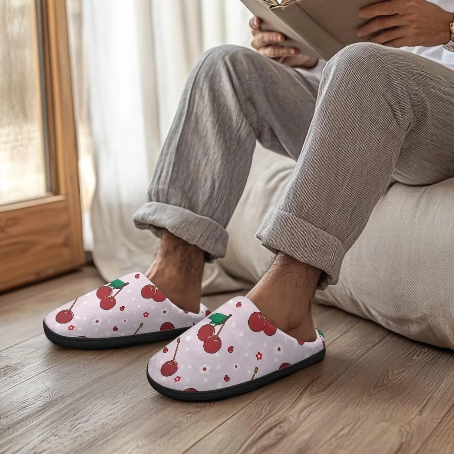Fuzzy Slippers for Women,Soft Warm House Slippers Fruit Theme Strawberry Slippers Anti Skid Bedroom Slippers Home Shoes