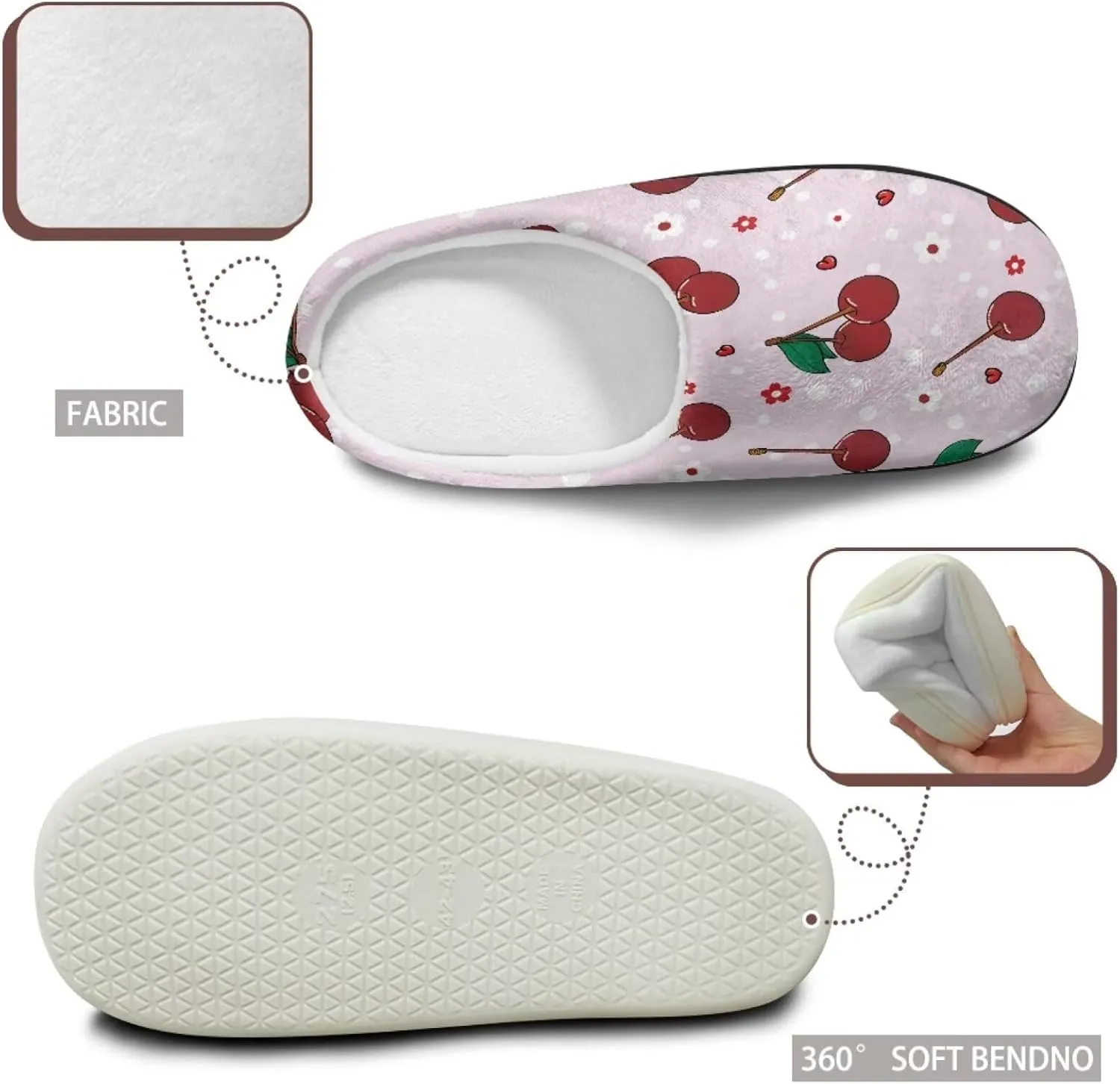 Fuzzy Slippers for Women,Soft Warm House Slippers Fruit Theme Strawberry Slippers Anti Skid Bedroom Slippers Home Shoes
