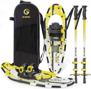 G2 21/25/30 Inches Light Weight Snowshoes for Women Men Youth, Set with Trekking Poles, Tote Bag, Gaiters,Special Fast Ratchet Binding, Orang/Blue/Red Available