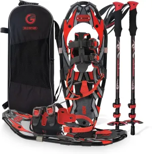 G2 21/25/30/36 Inches Light Weight Snowshoes with Toe Box, EVA Padded Ratchet Binding, Heel Lift, Flexible Pivot Bar, Durable Back Strap, Trekking Poles, Carrying Bag, Snow Baskets(6 colors available)