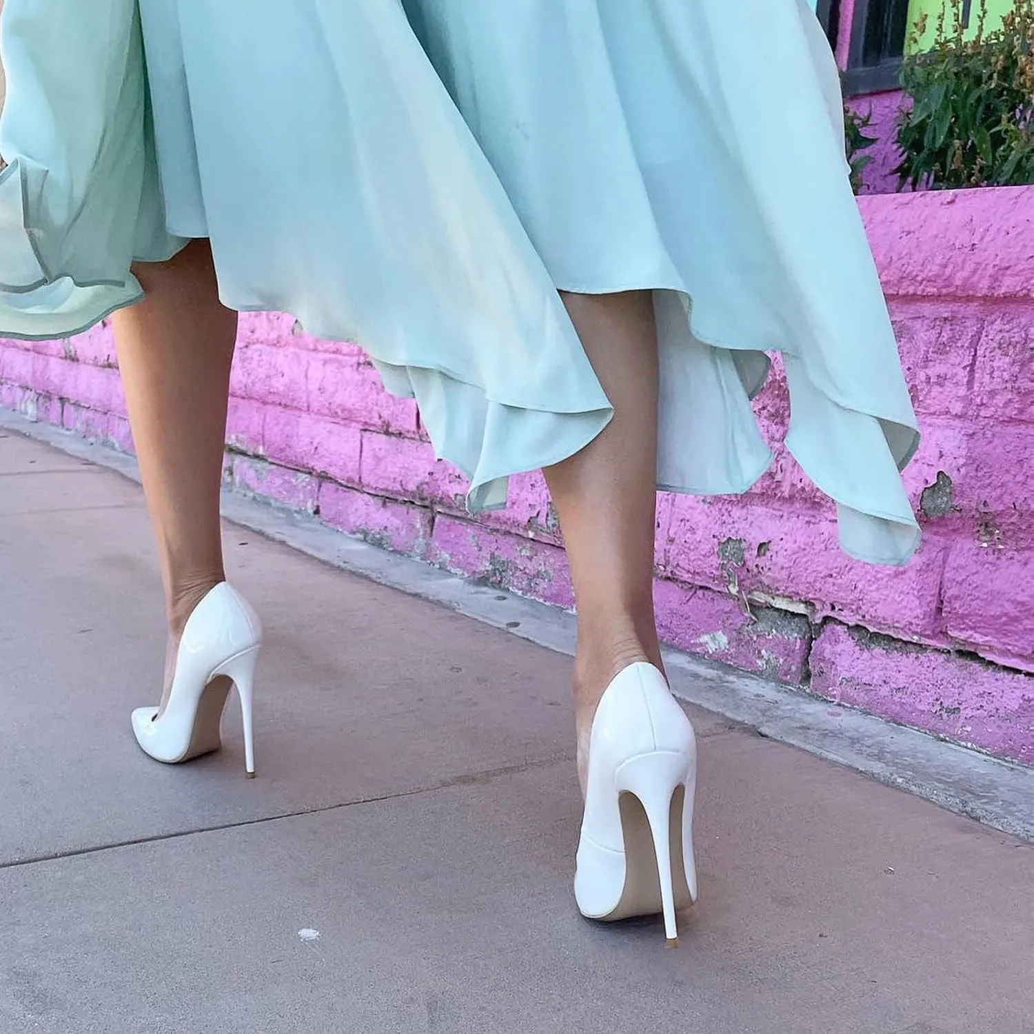 GENSHUO Women's 4.7 Inch Pumps Pointy Closed Toe Stiletto Sexy High Heels Slip on Porm Party Wedding Dress Shoes