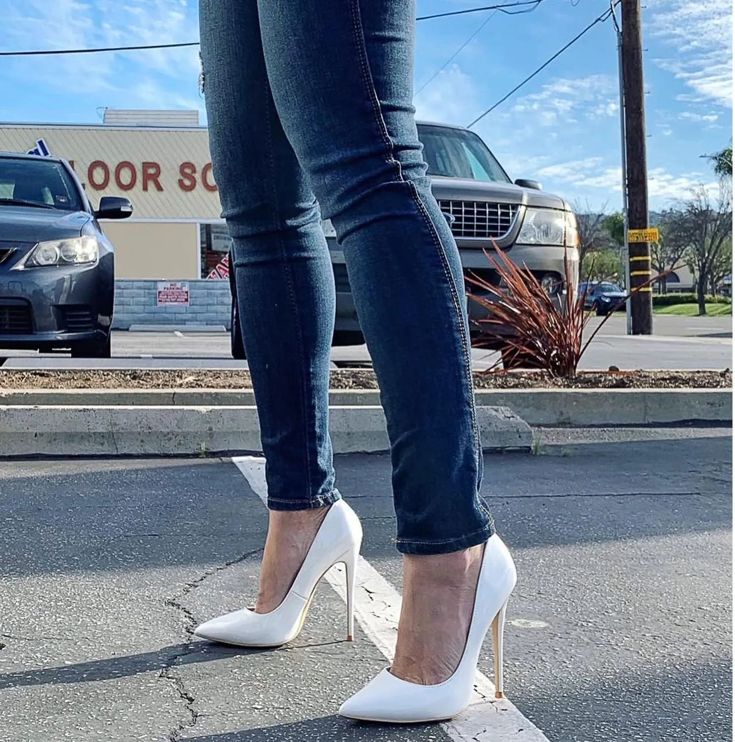 GENSHUO Women's 4.7 Inch Pumps Pointy Closed Toe Stiletto Sexy High Heels Slip on Porm Party Wedding Dress Shoes