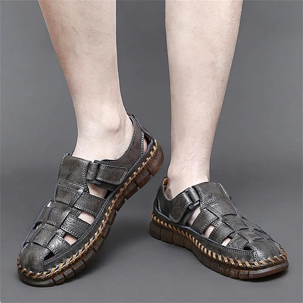 GEXECEUSS Sandals for Men Closed Toe Leather Sport Sandals Fisherman Sandals Outdoor Casual Walking Sandals Summer Water Shoes Beach Wading Shoes