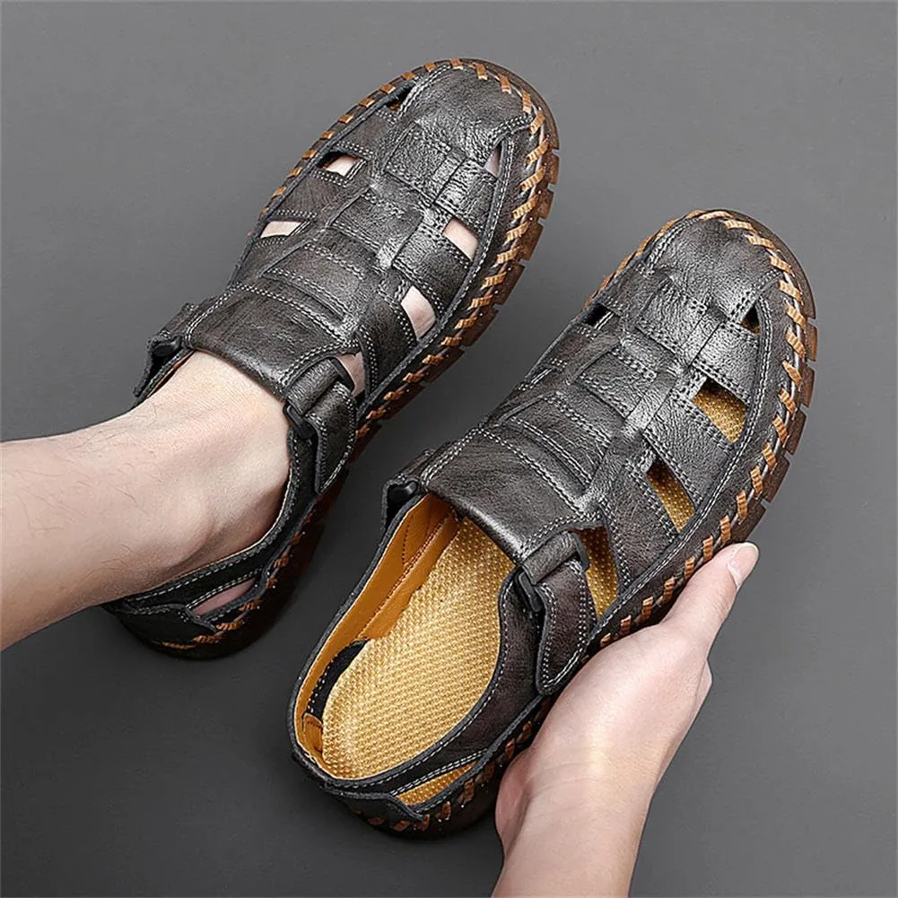 GEXECEUSS Sandals for Men Closed Toe Leather Sport Sandals Fisherman Sandals Outdoor Casual Walking Sandals Summer Water Shoes Beach Wading Shoes