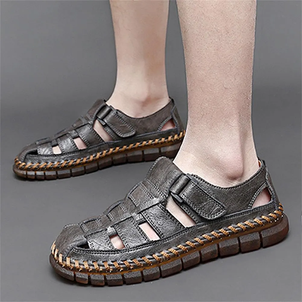 GEXECEUSS Sandals for Men Closed Toe Leather Sport Sandals Fisherman Sandals Outdoor Casual Walking Sandals Summer Water Shoes Beach Wading Shoes