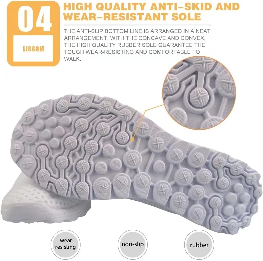 GIFTPUZZ Women Men Casual Non Slip Comfort Walking Shoes Soft Lightweight Slip On Sneakers
