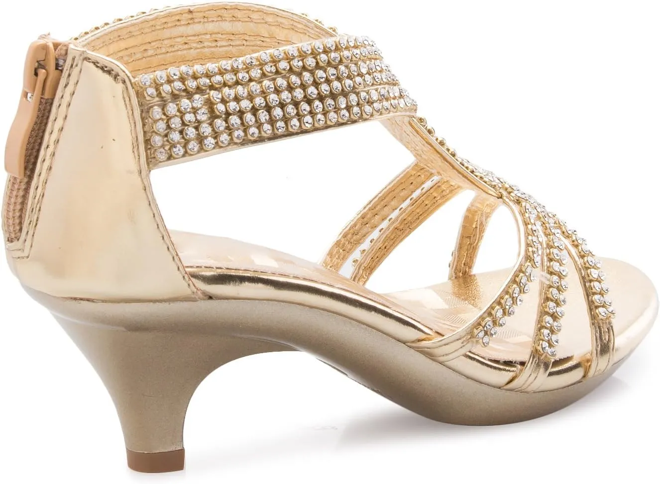 Girls' Kids Open Toe Strappy Rhinestone Dress Sandal Low Heel Shoes - Wedding, Dress, Dance, Flower Girl