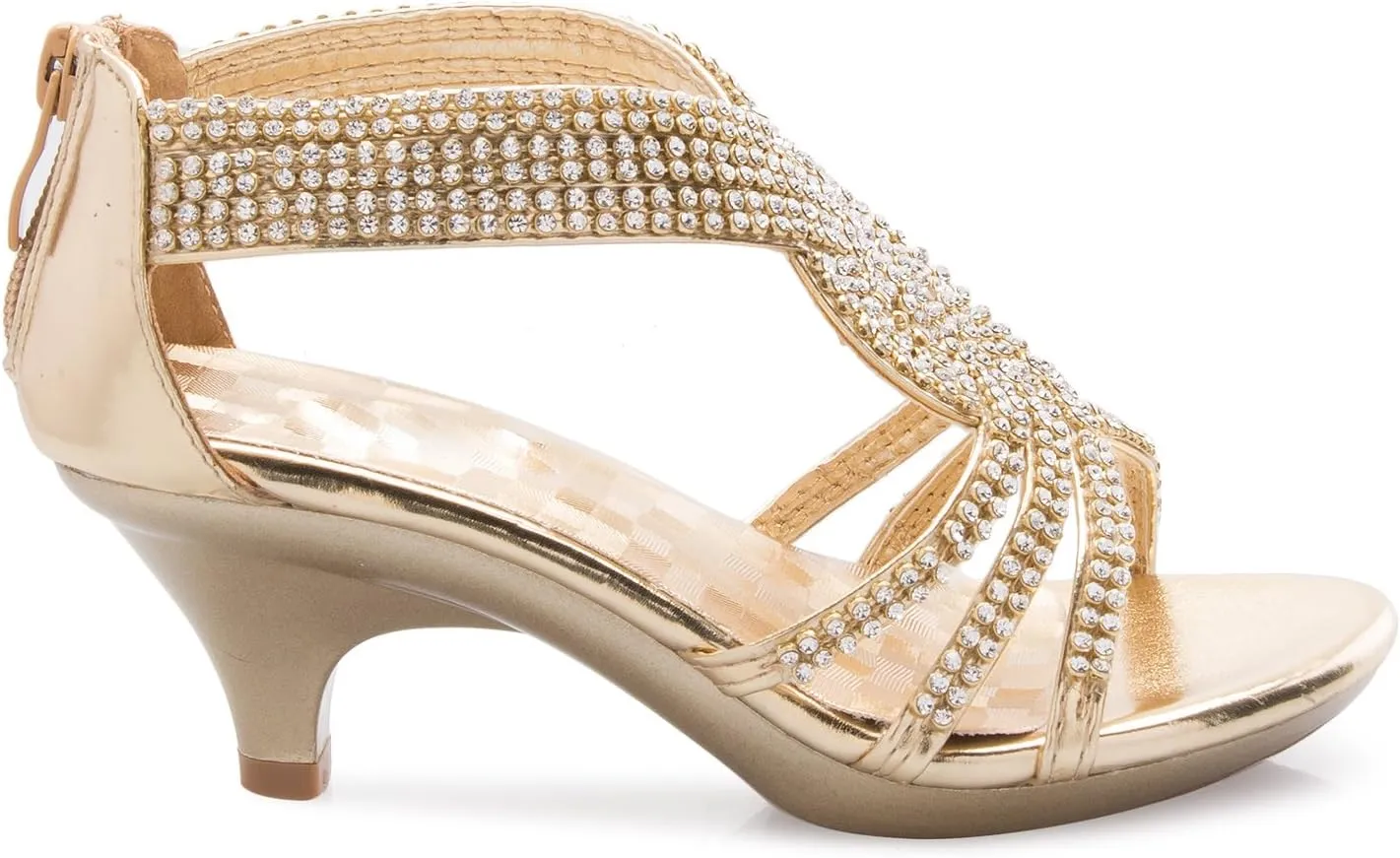Girls' Kids Open Toe Strappy Rhinestone Dress Sandal Low Heel Shoes - Wedding, Dress, Dance, Flower Girl