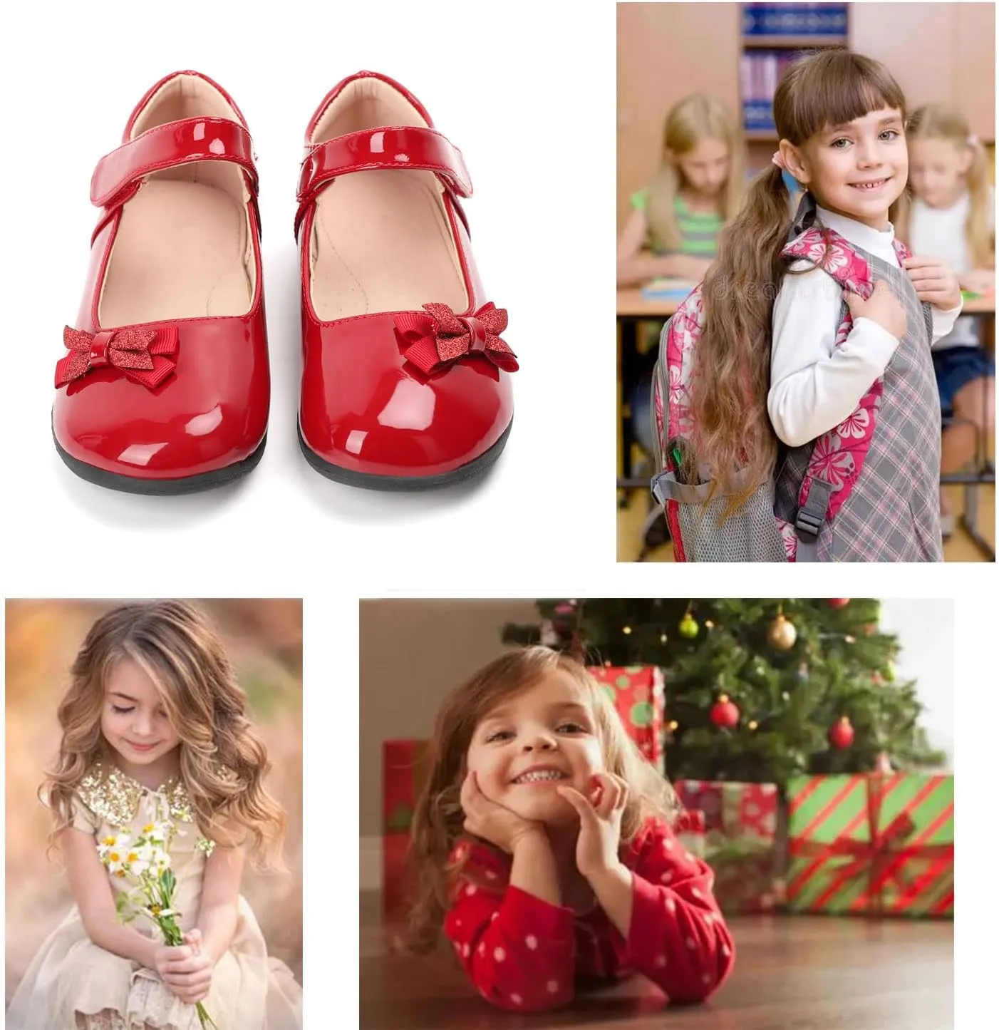 Girls Mary Jane Strap School Uniform Dress Flat Ballet Shoes