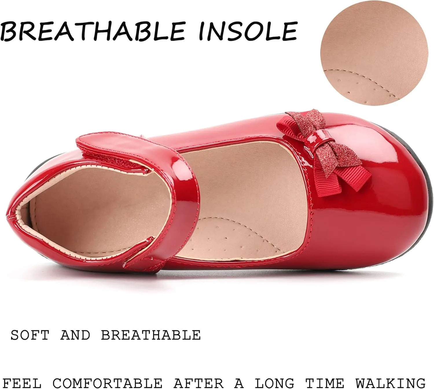 Girls Mary Jane Strap School Uniform Dress Flat Ballet Shoes