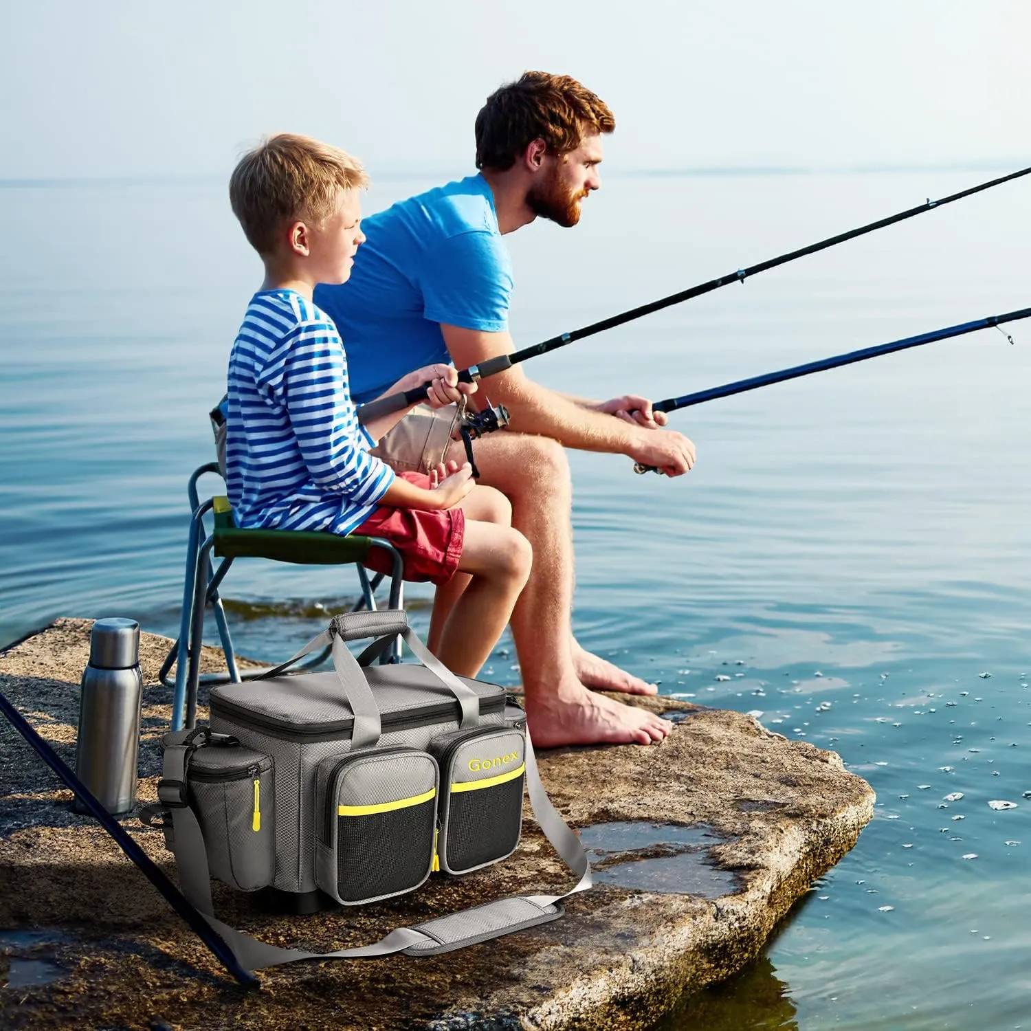 Gonex Fishing Tackle Bag, Water-Resistant Polyester Material Fishing Tackle Storage Bag with Padded Shoulder Strap and Non-Slip Base Suitable for 3600 3700 Tackle Box