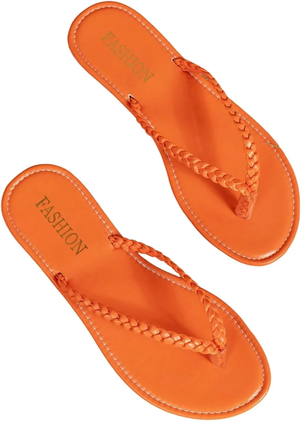 GORGLITTER Women's Leather Flip Flops Braided Sandals Summer Beach Vacation Open Toe Thong Slip on Slides