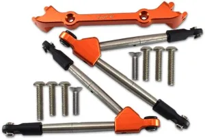 GPM for Traxxas Rustler 4X4 VXL 67076-4 Aluminum Front Tie Rods with Stabilizer for C Hub - 11Pc Set Orange