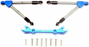 GPM Upgrades Aluminum Front Tie Rods with Stabilizer for C Hub for Rusltler 4X4 VXL (67076-4) RC Cars (Blue)