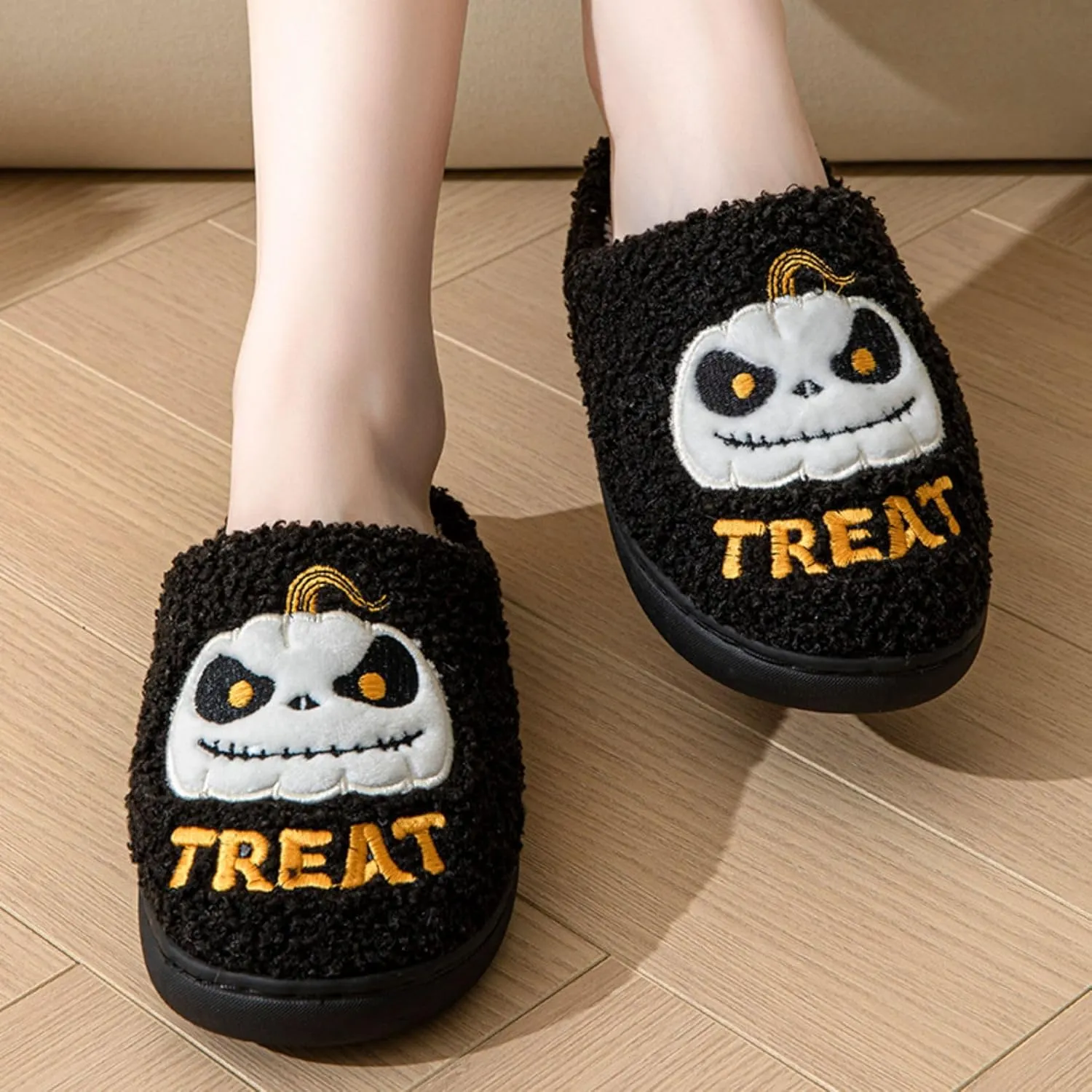 Grimace Halloween Soft Plush Comfy Slippers - Pumpkin Slippers, Slip-on, Cozy Indoor/Outdoor, Fluffy for Women & Men