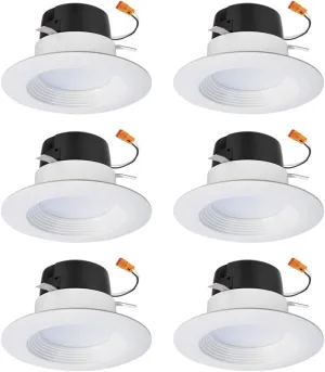 HALO 4 inch Recessed LED Can Light – Retrofit Ceiling & Shower Downlight – 3000K -Baffle White Trim (6 Pack)