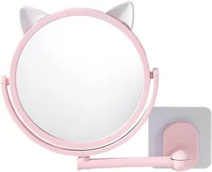 Hand Mirror Wall Mounted Makeup Mirror Lighted, Double Cosmetic Mirror with Lights, Magnifying Bathroom Mirror for Shaving, Dimmable LED Lights