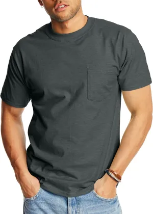 Hanes Men's Heavyweight Pocket T-Shirt, Beefy-T Full-Cut Cotton Pocket Tee for Men, Crewneck T-Shirt For Men, 1 or 2 Pack