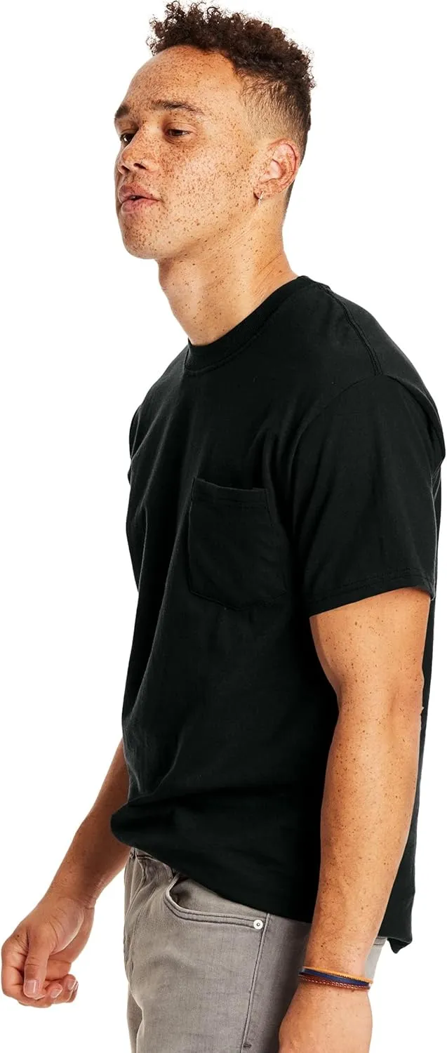 Hanes Men's Heavyweight Pocket T-Shirt, Beefy-T Full-Cut Cotton Pocket Tee for Men, Crewneck T-Shirt For Men, 1 or 2 Pack