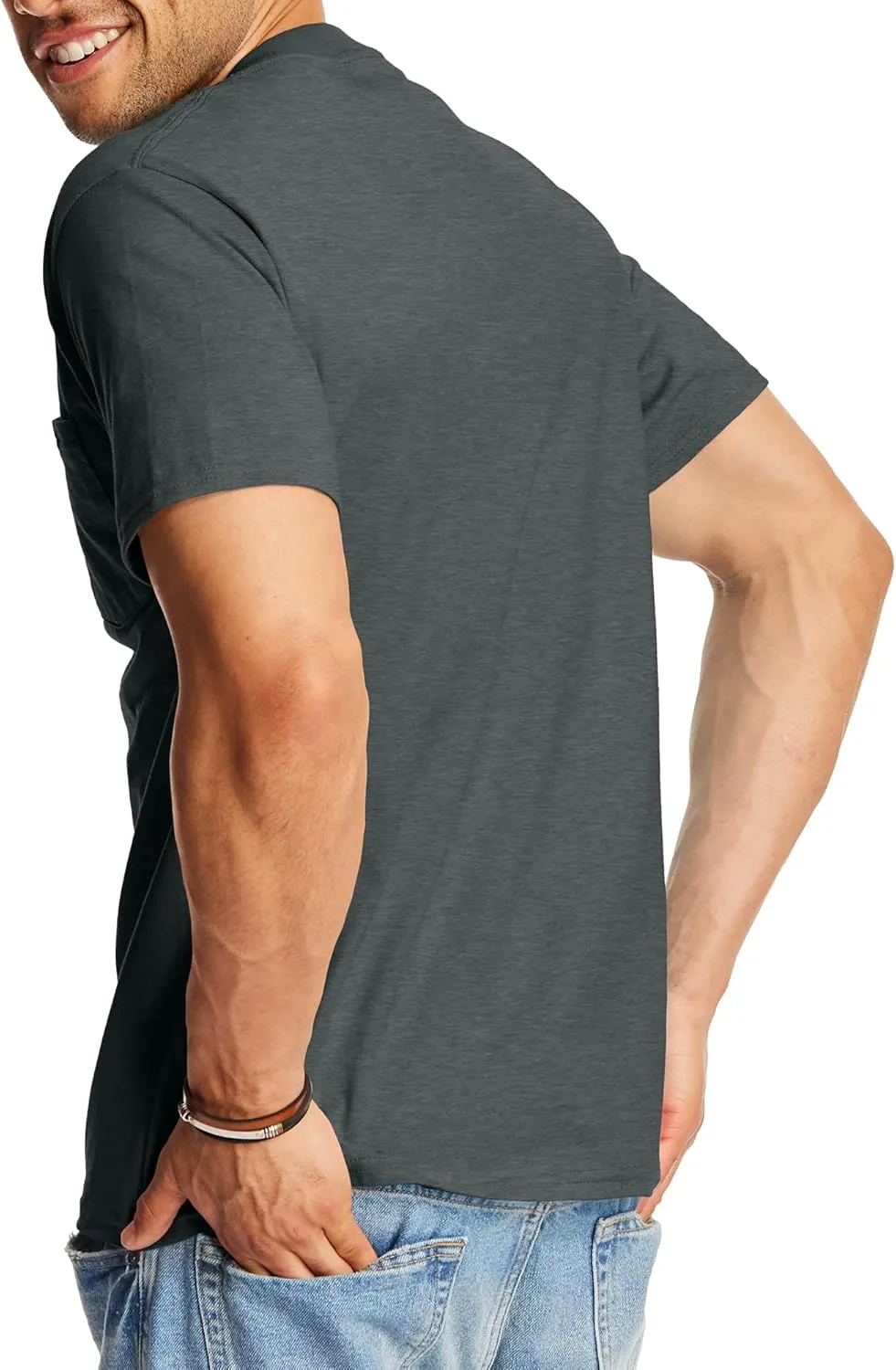 Hanes Men's Heavyweight Pocket T-Shirt, Beefy-T Full-Cut Cotton Pocket Tee for Men, Crewneck T-Shirt For Men, 1 or 2 Pack