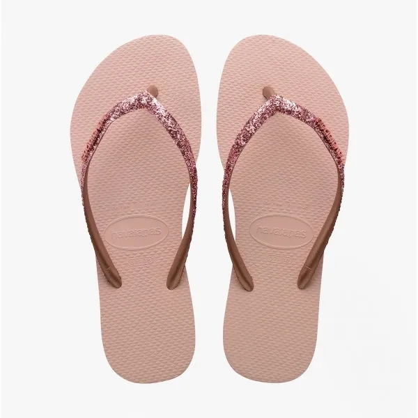 Havaianas HAV SLIM GLITTER II Womens Flip Flops Ballet Rose/Golden Blush