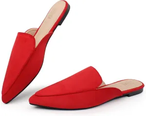 Hawkwell Women's Backless Slip on Slides Comfortable Loafer Shoes Flats Pointed Toe Mules